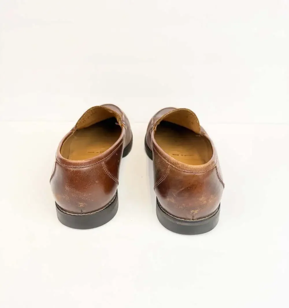 L.L. Bean Brown Leather Slip-On Loafers Shoes Women's Size 8W P394